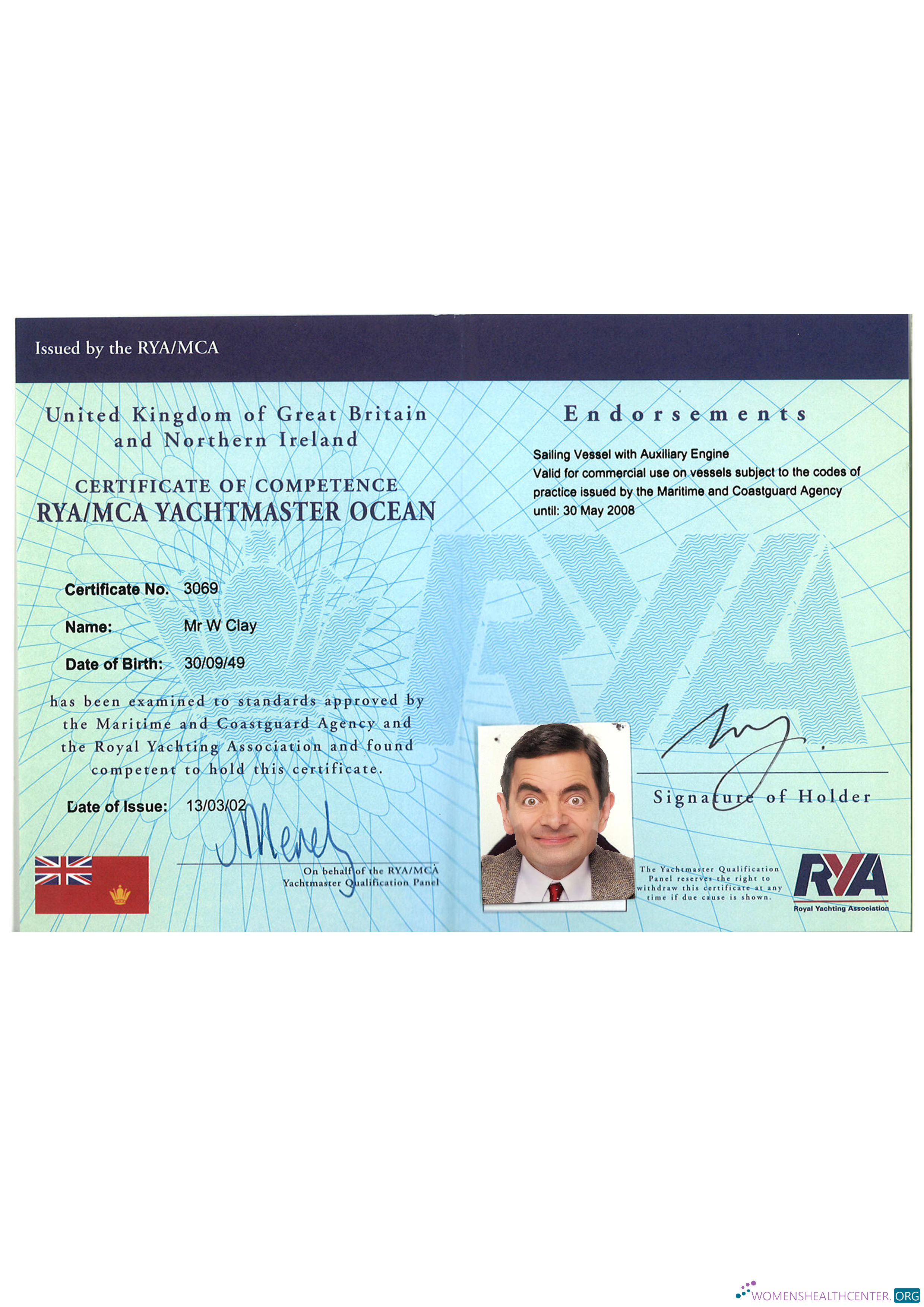 Download United Kingdom certificate of competence Photoshop template